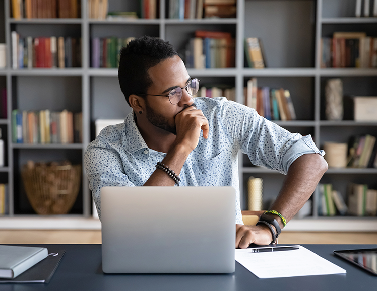 man on computer