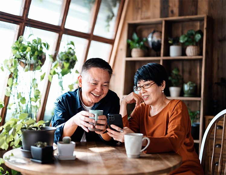 Couple enjoying coffee