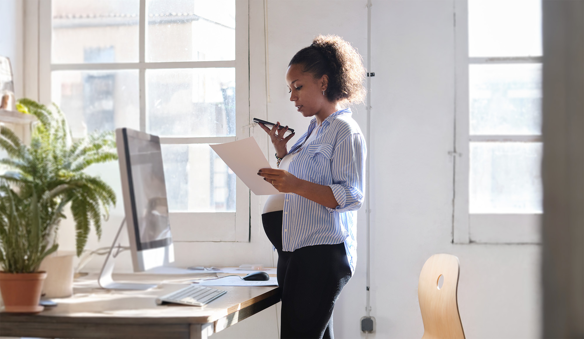 Pregnant woman working